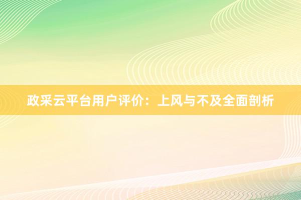 政采云平台用户评价：上风与不及全面剖析